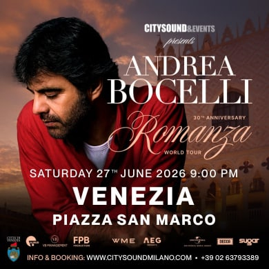 Locandina evento ANDREA BOCELLI - 30° ANNIVERSARIO "ROMANZA" WORLD TOUR